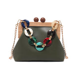 Colorful Chain Handbag Women's Messenger Bag Wooden Clip Bag
