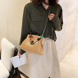 Colorful Chain Handbag Women's Messenger Bag Wooden Clip Bag