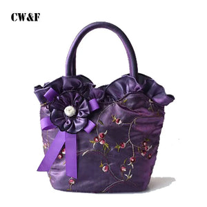 Retro Flowers Handbag Embroidered Cloth Bag Lady