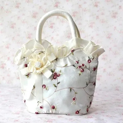 Retro Flowers Handbag Embroidered Cloth Bag Lady