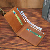 Retro Leather Wallet Crazy Horse Cowhide Money Clip