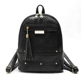Vintage Hollow Out Women Backpack Soft PU Leather Tassel