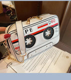 Retro Radio Box PU Leather Ladies Handbag Chain Purse