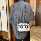Retro Radio Box PU Leather Ladies Handbag Chain Purse
