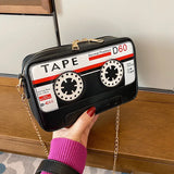 Retro Radio Box PU Leather Ladies Handbag Chain Purse