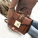 Retro Small Women's Messenger Stone Pattern Square Bag