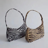 Striped Leopard Shoulder Bag Underarm Purse Women Handbag