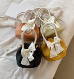Retro Solid Bucket Bag with Bow Detail