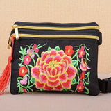 Embroidered Canvas Waist Bag for Women Travel