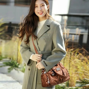 Retro Waterproof Leather Motorcycle Bag European and American Shoulder Bag