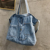 Casual Denim Shoulder Bag Large Capacity Canvas College Handbag