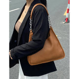 Retro Women's Underarm Bag Chain Shoulder Tote Large Capacity Handbag