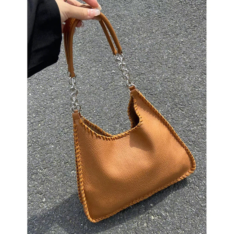 Retro Women's Underarm Bag Chain Shoulder Tote Large Capacity Handbag