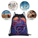 Retrowave Dragon Backpack Drawstring Bag Outrun