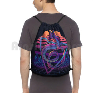 Retrowave Dragon Backpack Drawstring Bag Outrun