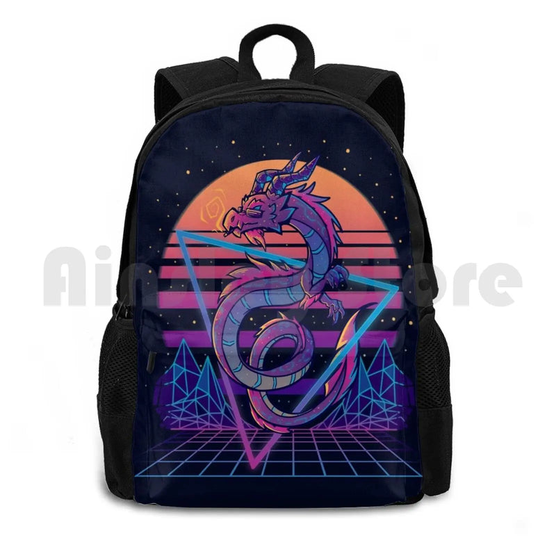 Retrowave Dragon Outdoor Hiking Backpack