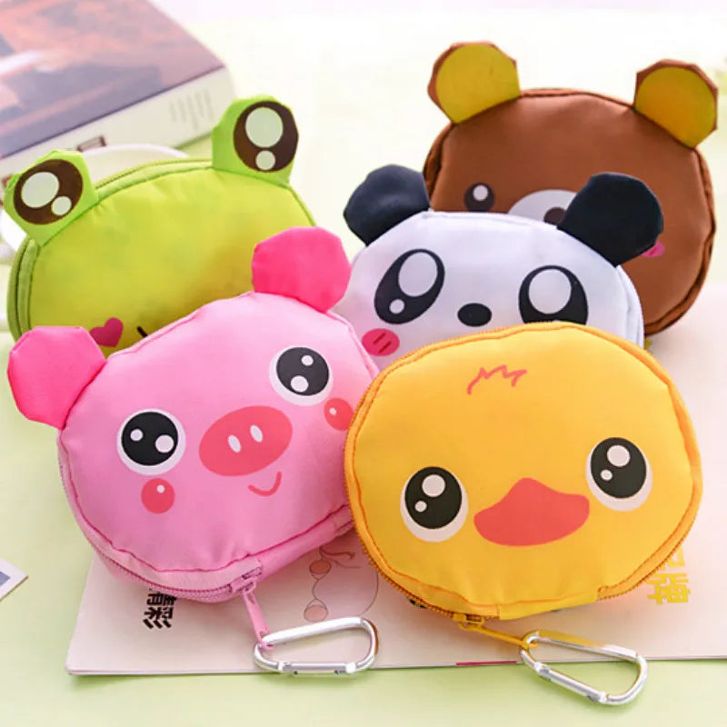 Reusable Folding Shopping Tote Cartoon Animal Design Eco Bag