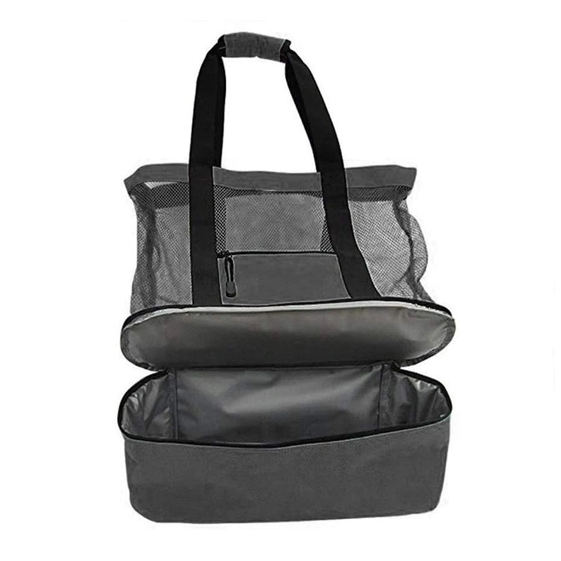 Insulation Beach Lunch Bag with Mesh Zipper Portable Organizer