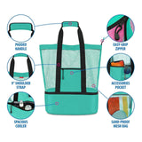 Insulation Beach Lunch Bag with Mesh Zipper Portable Organizer