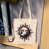 Canvas Tote Bag Satan Cat Demon Print Shopper Shoulder Bags