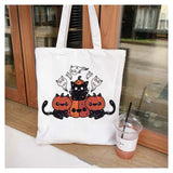 Canvas Tote Bag Satan Cat Demon Print Shopper Shoulder Bags