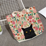 Floral Linen Shoulder Tote Bag Large Casual Reusable Shopping Bags