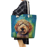 Poodle Dog Art Portrait Print Tote Bag Rope Shoulder Handbag for Women