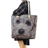 Poodle Dog Art Portrait Print Tote Bag Rope Shoulder Handbag for Women