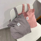 Corduroy Shoulder Bag Casual Tote Handbag