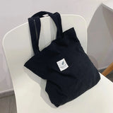 Corduroy Shoulder Bag Casual Tote Handbag