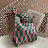 Checkerboard Shoulder Bag Foldable Vintage Style