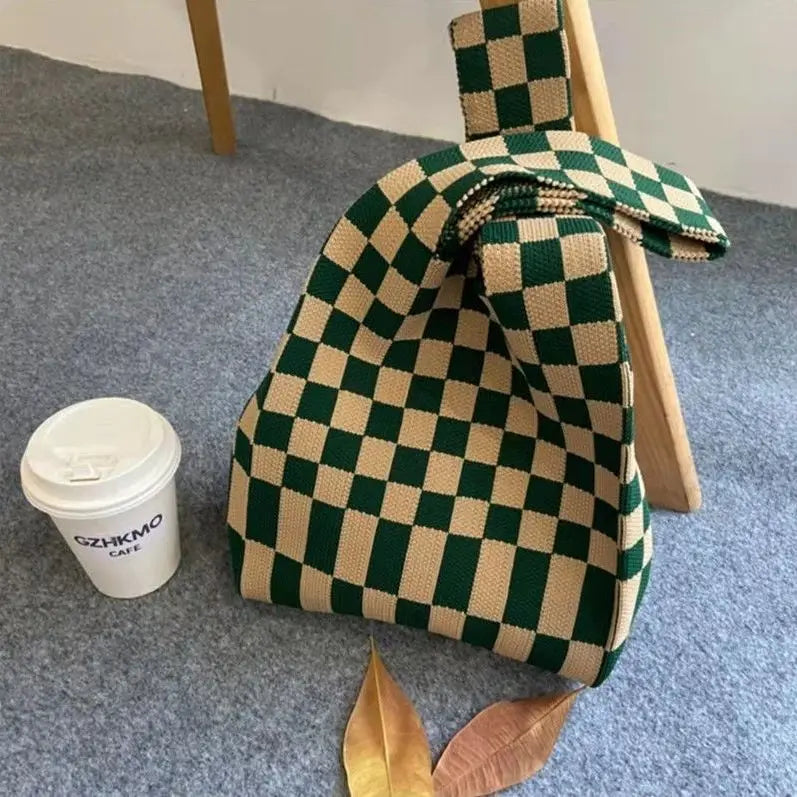 Checkerboard Shoulder Bag Foldable Vintage Style