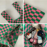 Checkerboard Shoulder Bag Foldable Vintage Style