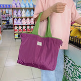 Women's Reusable Grocery Tote Bag Foldable Drawstring Shoulder Bag