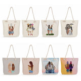 Cartoon Girlfriends Sisters Print Tote Bag for Women Casual Handbags