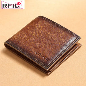 RFID Cowhide Leather Men Wallet High Quality