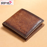 RFID Cowhide Leather Men Wallet High Quality