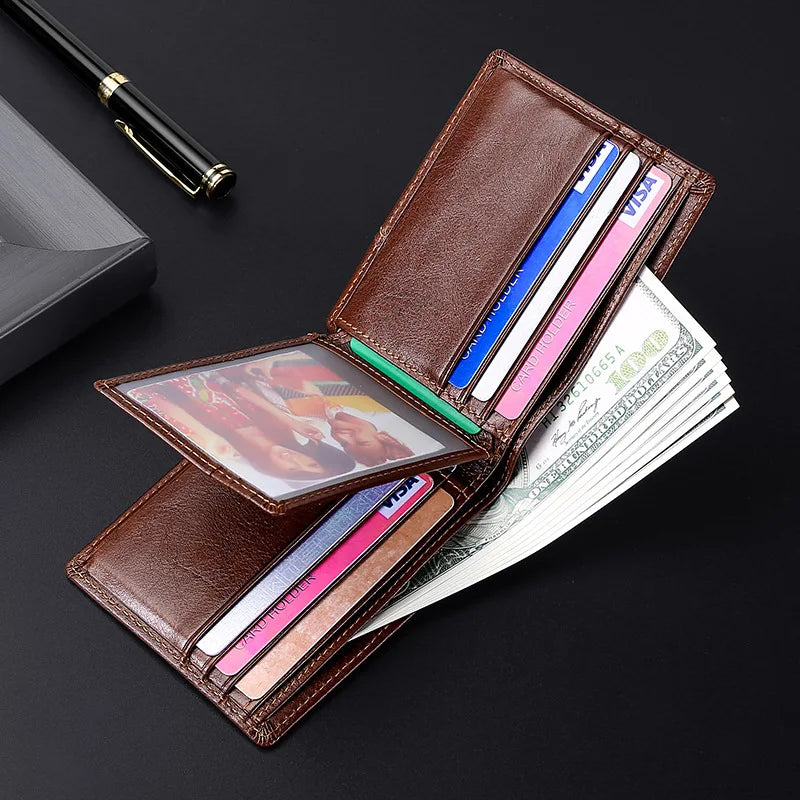 RFID Wallet for Men Bifold Leather Cardholder Vintage Caibu