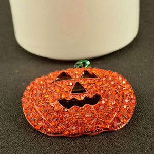 Hollow Pumpkin Rhinestone Brooch Pin for Christmas Halloween
