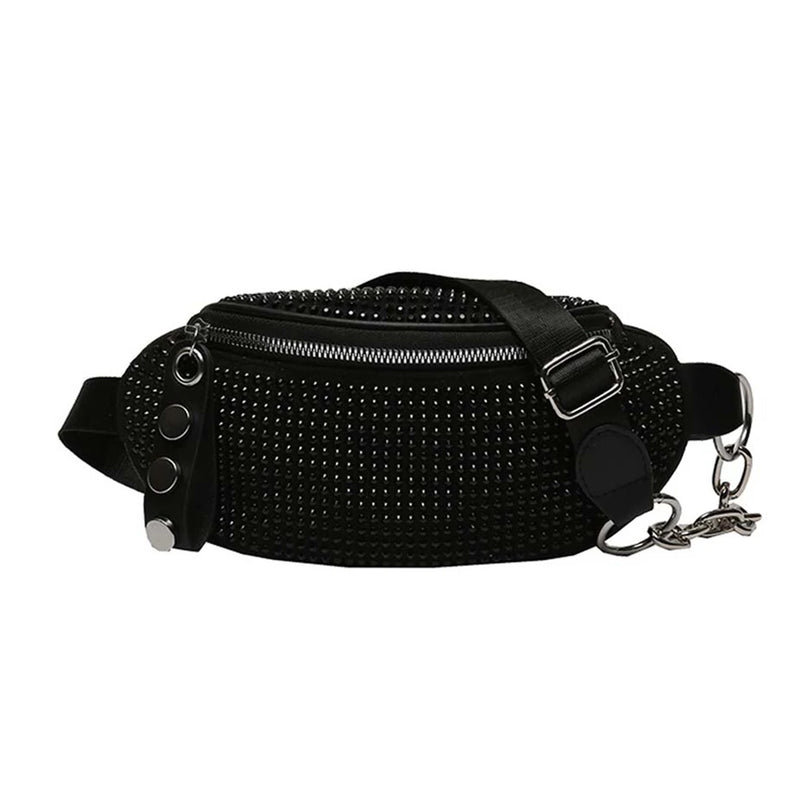 Rhinestone Fanny Waist Bag Diamond Chain Shoulder Messenger Bum Belt Phone Purse