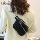 Rhinestone Ladies Handbags Chain Portable for Weekend Vacation