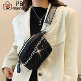 Rhinestone Ladies Handbags Chain Portable for Weekend Vacation