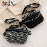 Rhinestone Ladies Handbags Chain Portable for Weekend Vacation