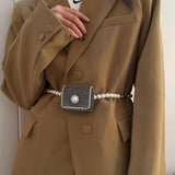 Rhinestone Mini Messenger Bag Detachable Chain Belt Female Network