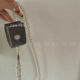 Rhinestone Mini Messenger Bag Detachable Chain Belt Female Network