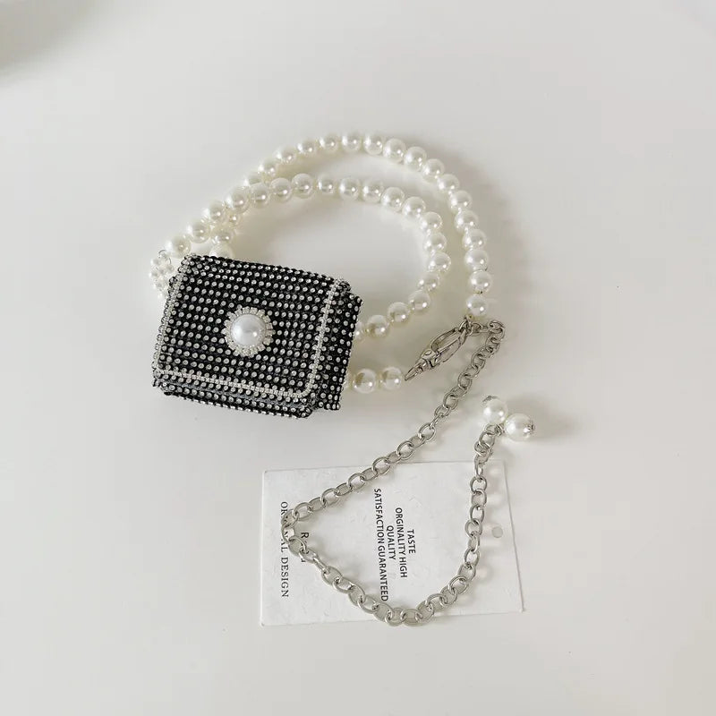 Rhinestone Mini Messenger Bag Detachable Chain Belt Female Network