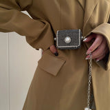 Rhinestone Mini Messenger Bag Detachable Chain Belt Female Network