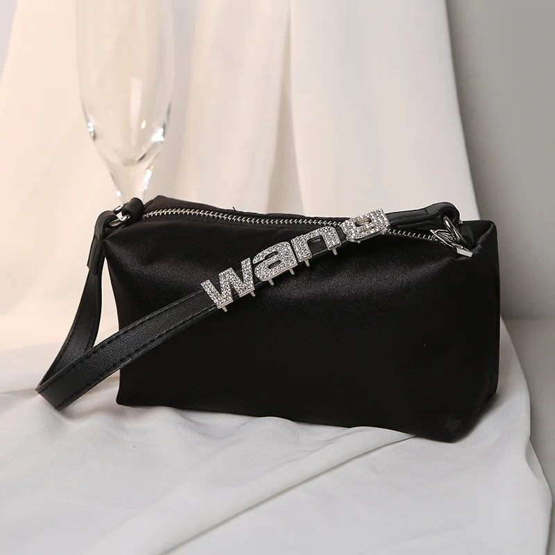 Rhinestone Hobos Bag Crystal Chain Sling Top-handle Handbag