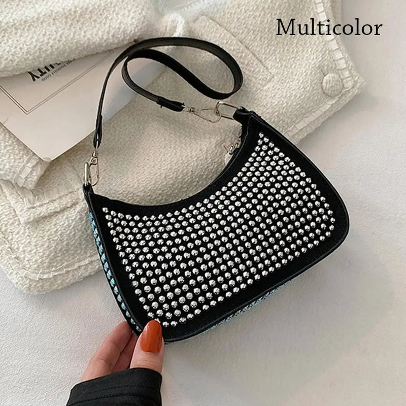 Rhinestone Underarm Bag For Women Shoulder Handbag Evening Party Shopping Purse