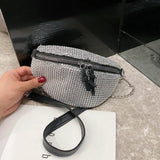 Rhinestone Waist Bag Chain Crossbody Shoulder Phone Pouch
